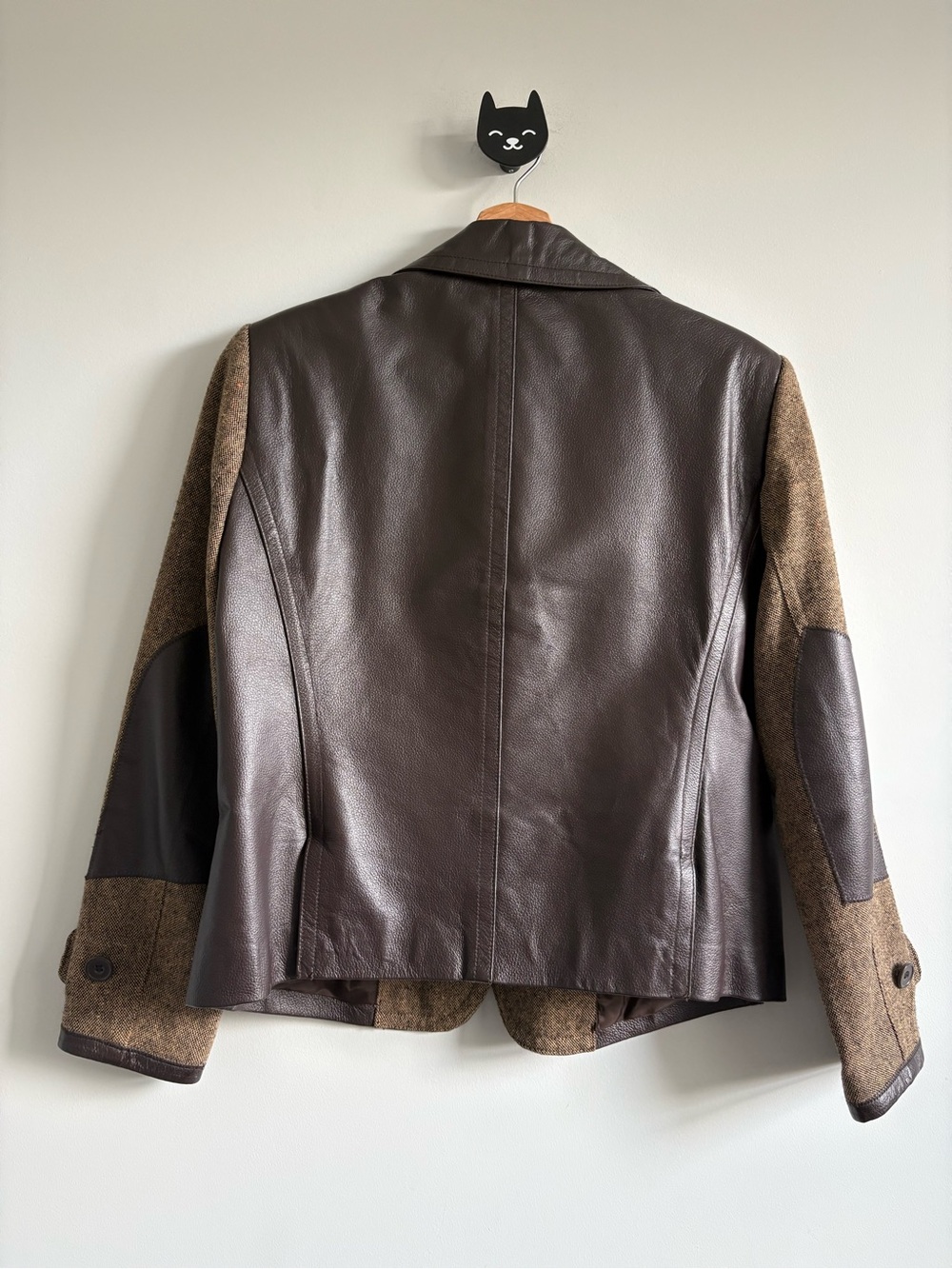 Nygaard Collection Petites Brown Leather & Tweed Jacket | Size 12 - Picture 5 of 9